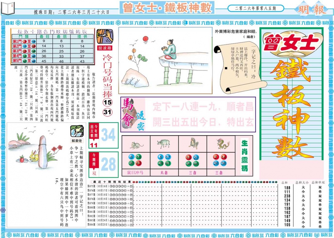 085期曾女士铁板神数A[图]